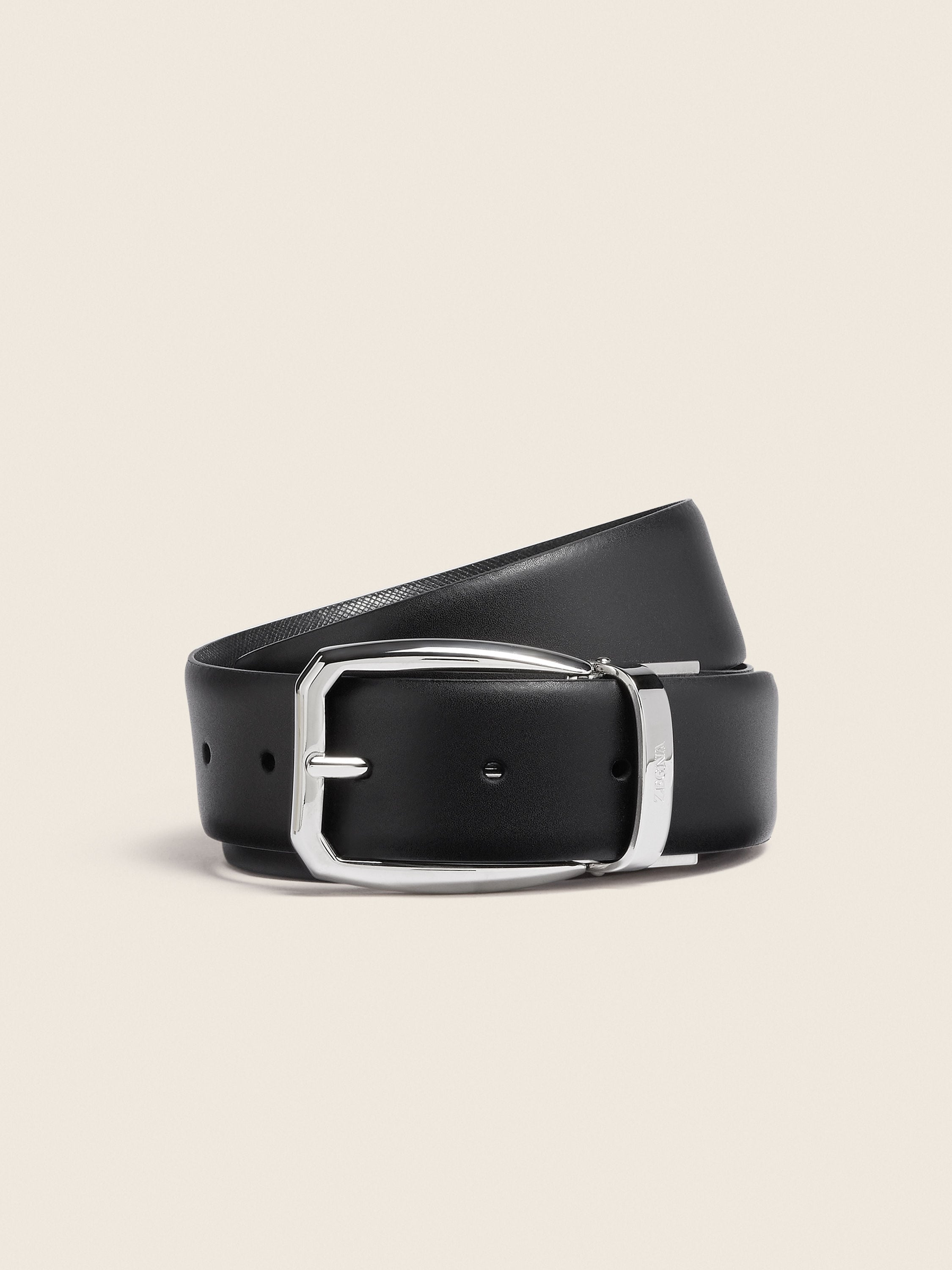 Zegna Black Reversible Leather Belt