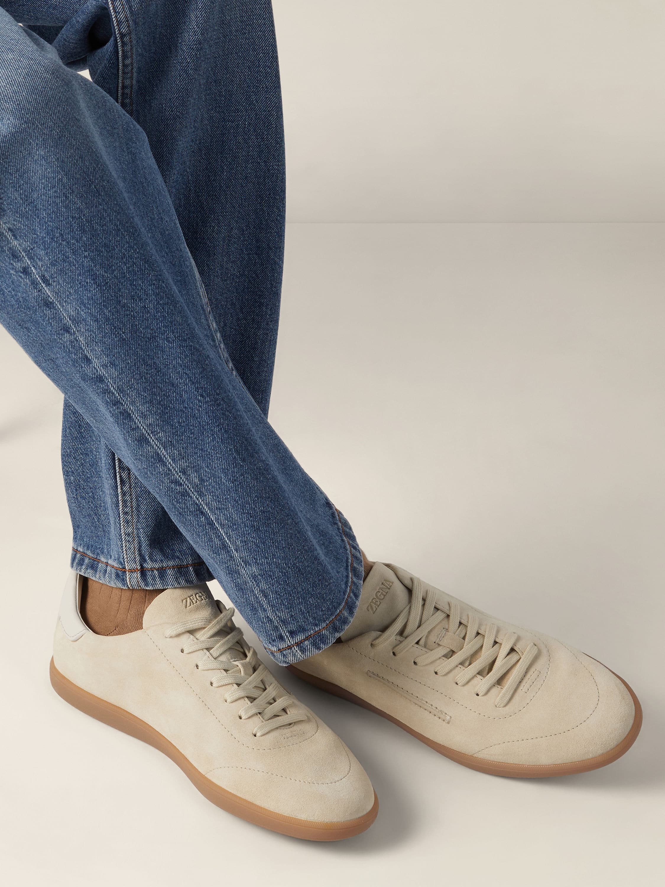 Zegna White Suede 232 Sneakers