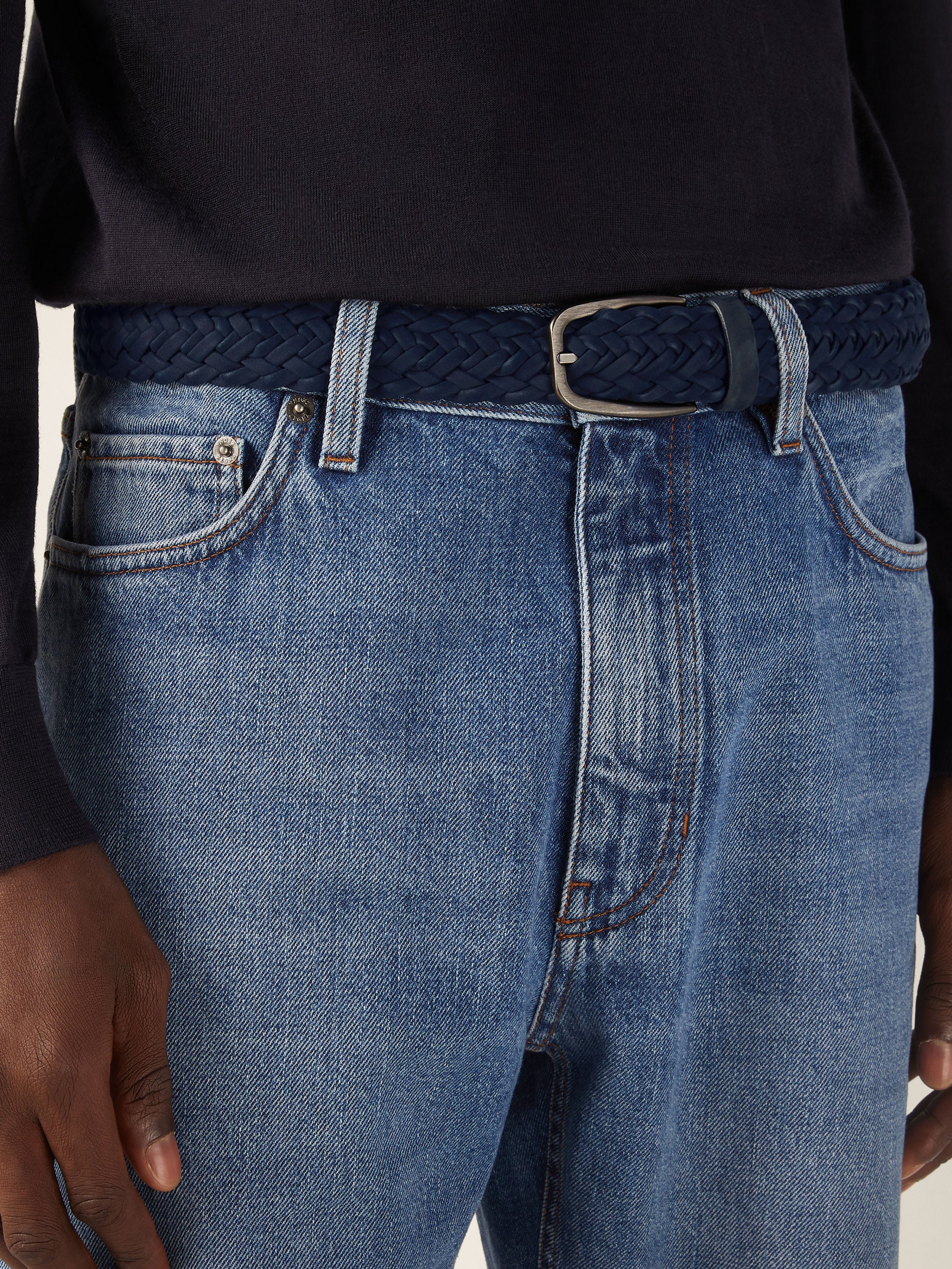 Zegna Dark Blue Nubuck Belt