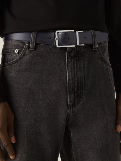 Zegna Black And Dark Brown Reversible Leather Belt