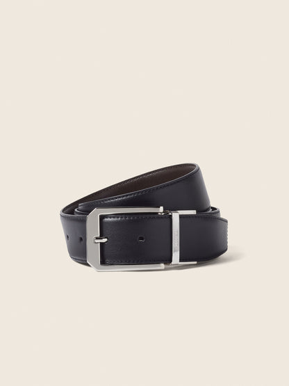 Zegna Black And Dark Brown Reversible Leather Belt