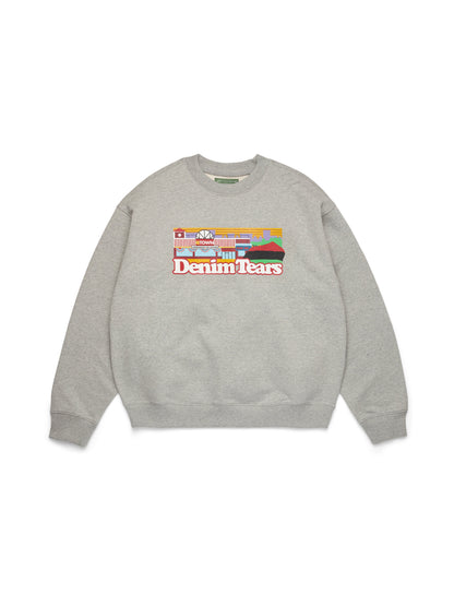 Denim Tears Liberty Rock Skyline Crewneck Grey
