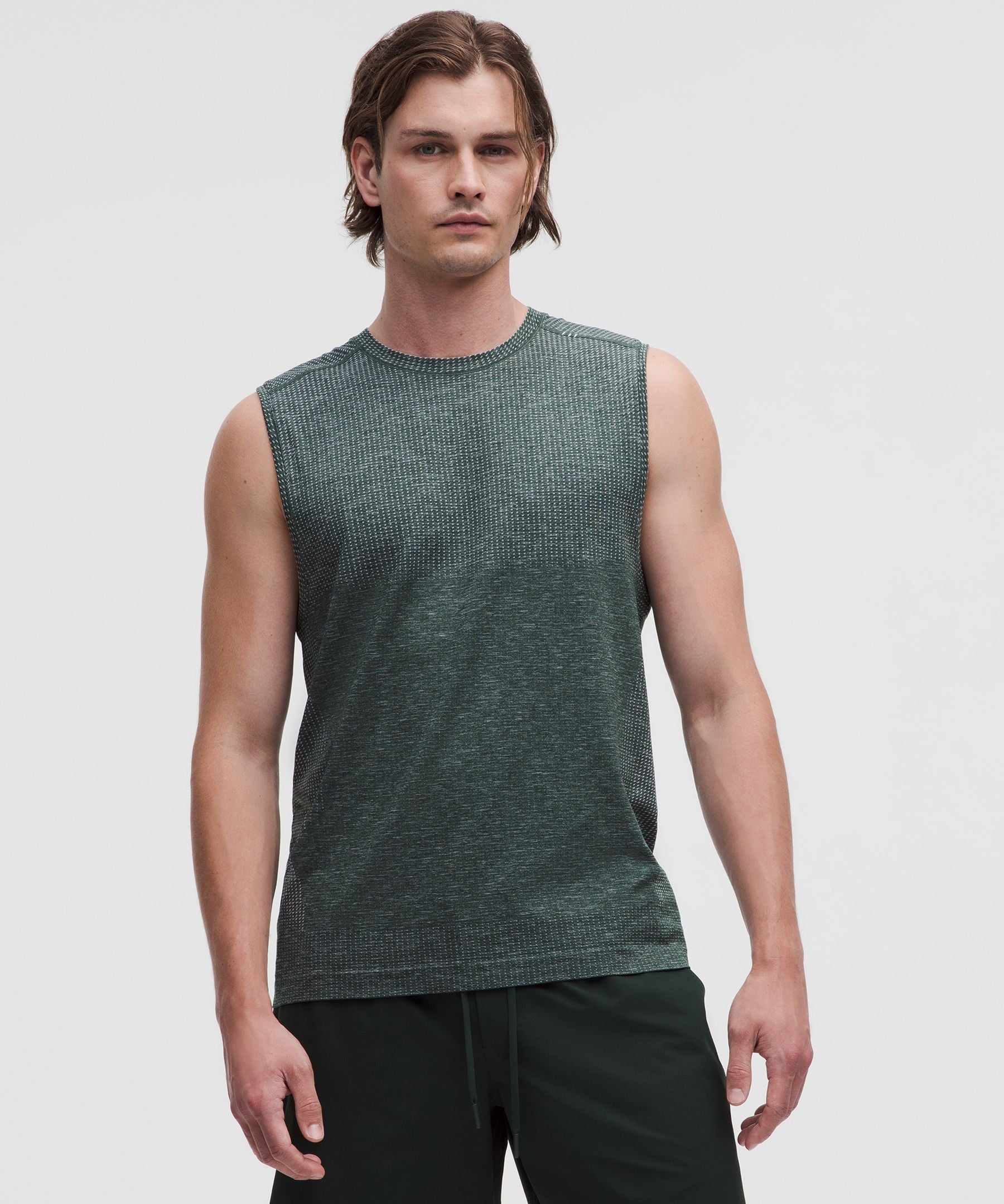 Lululemon Metal Vent Tech Sleeveless Shirt *Updated Fit Starch Blue/Rainforest Green
