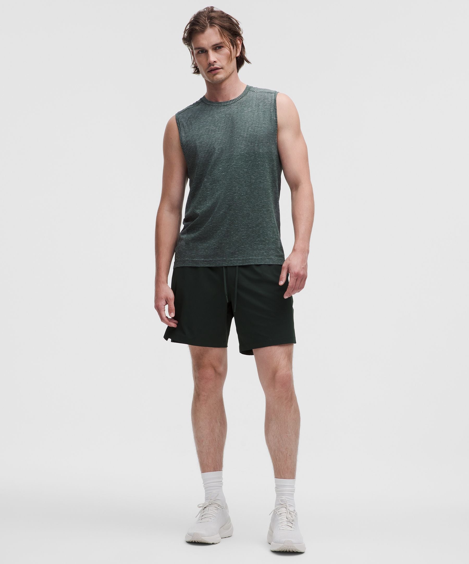 Lululemon Metal Vent Tech Sleeveless Shirt *Updated Fit Starch Blue/Rainforest Green