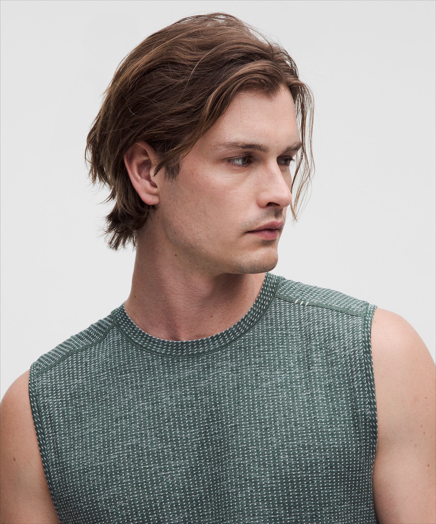 Lululemon Metal Vent Tech Sleeveless Shirt *Updated Fit Starch Blue/Rainforest Green