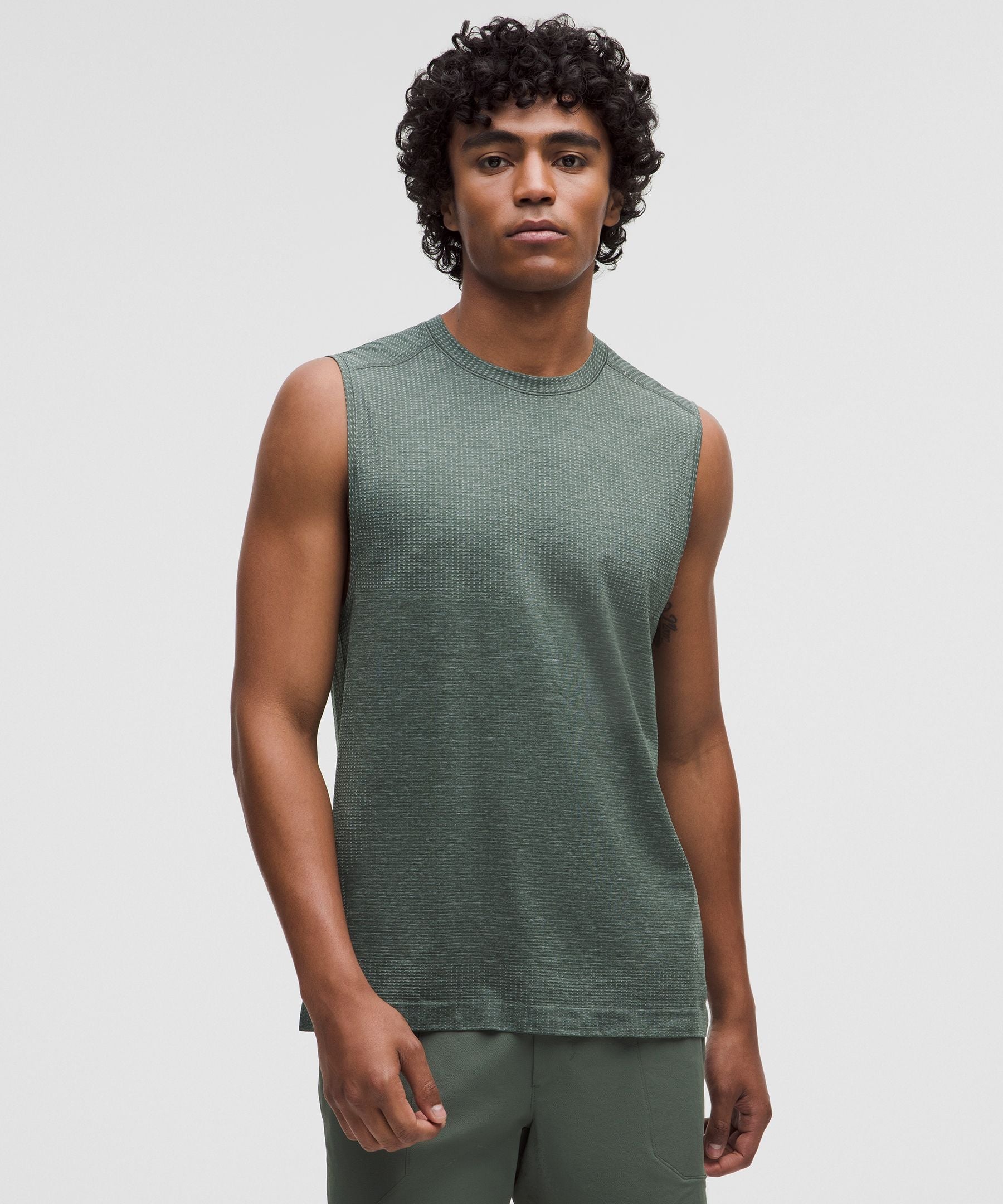 Lululemon Metal Vent Tech Sleeveless Shirt *Updated Fit Pine Grey/Palm Deco