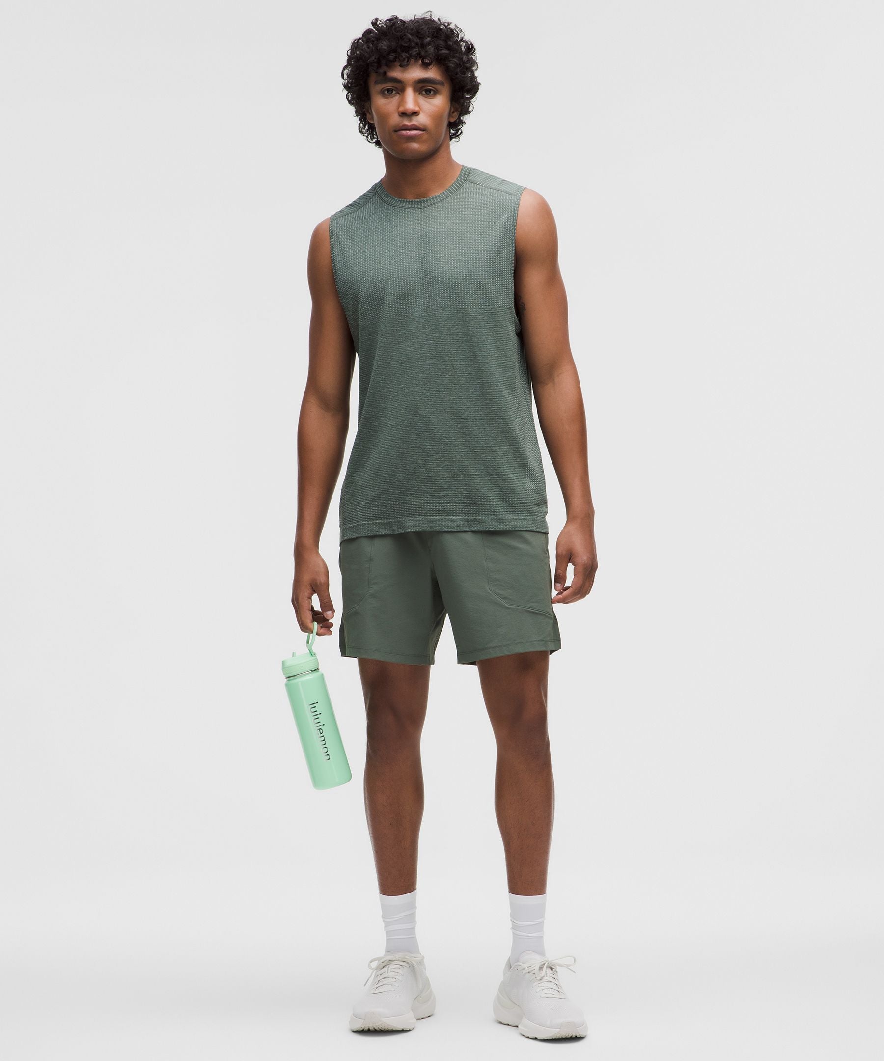 Lululemon Metal Vent Tech Sleeveless Shirt *Updated Fit Pine Grey/Palm Deco