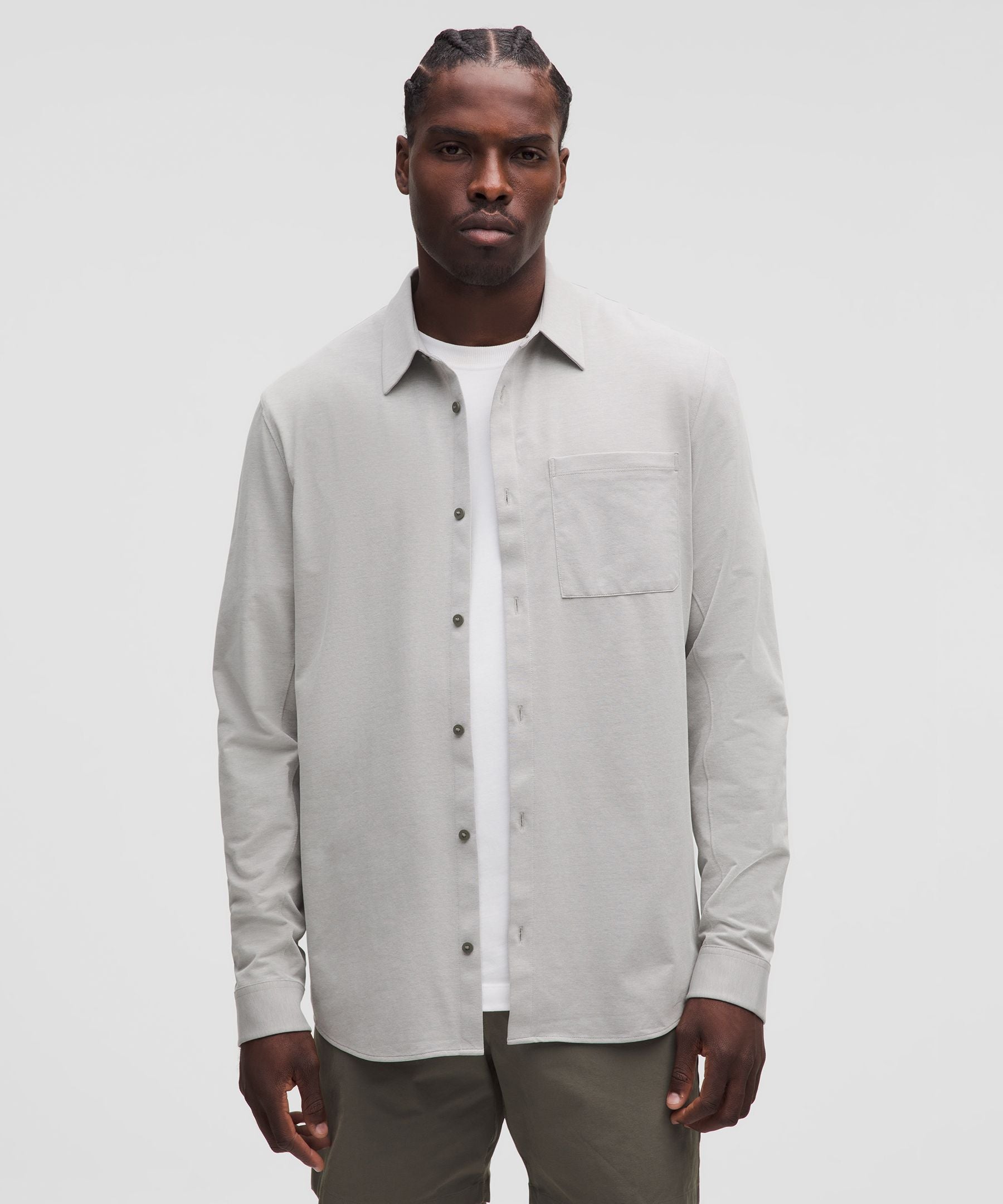 Lululemon Commission Long-Sleeve Shirt *Pocket White/Grey Sage