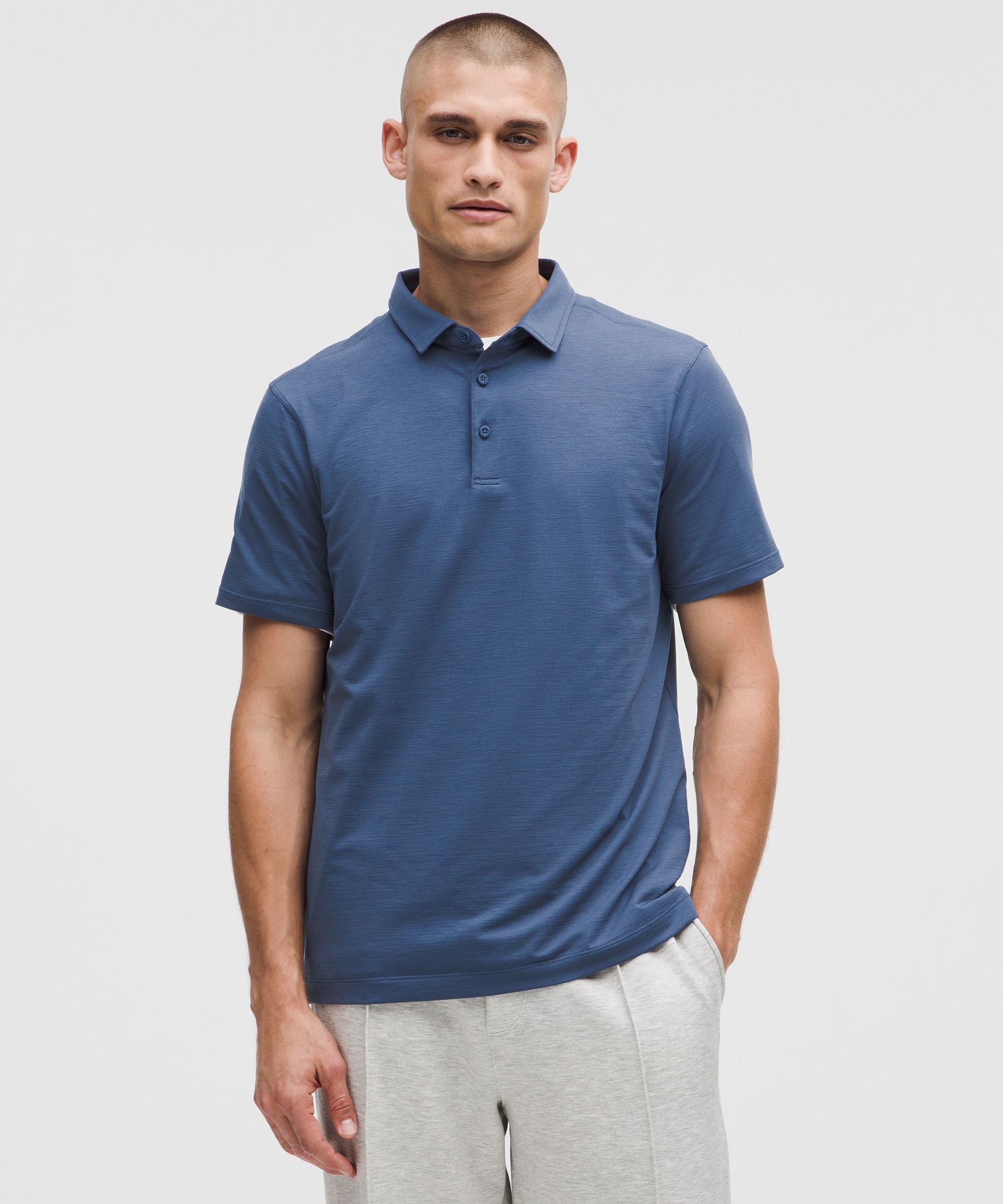 Lululemon Evolution Short-Sleeve Polo Shirt Blue Twill