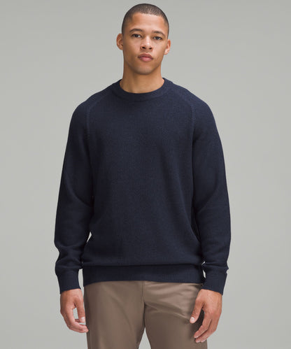 Lululemon Textured Knit Crewneck Sweater Heathered Classic Navy