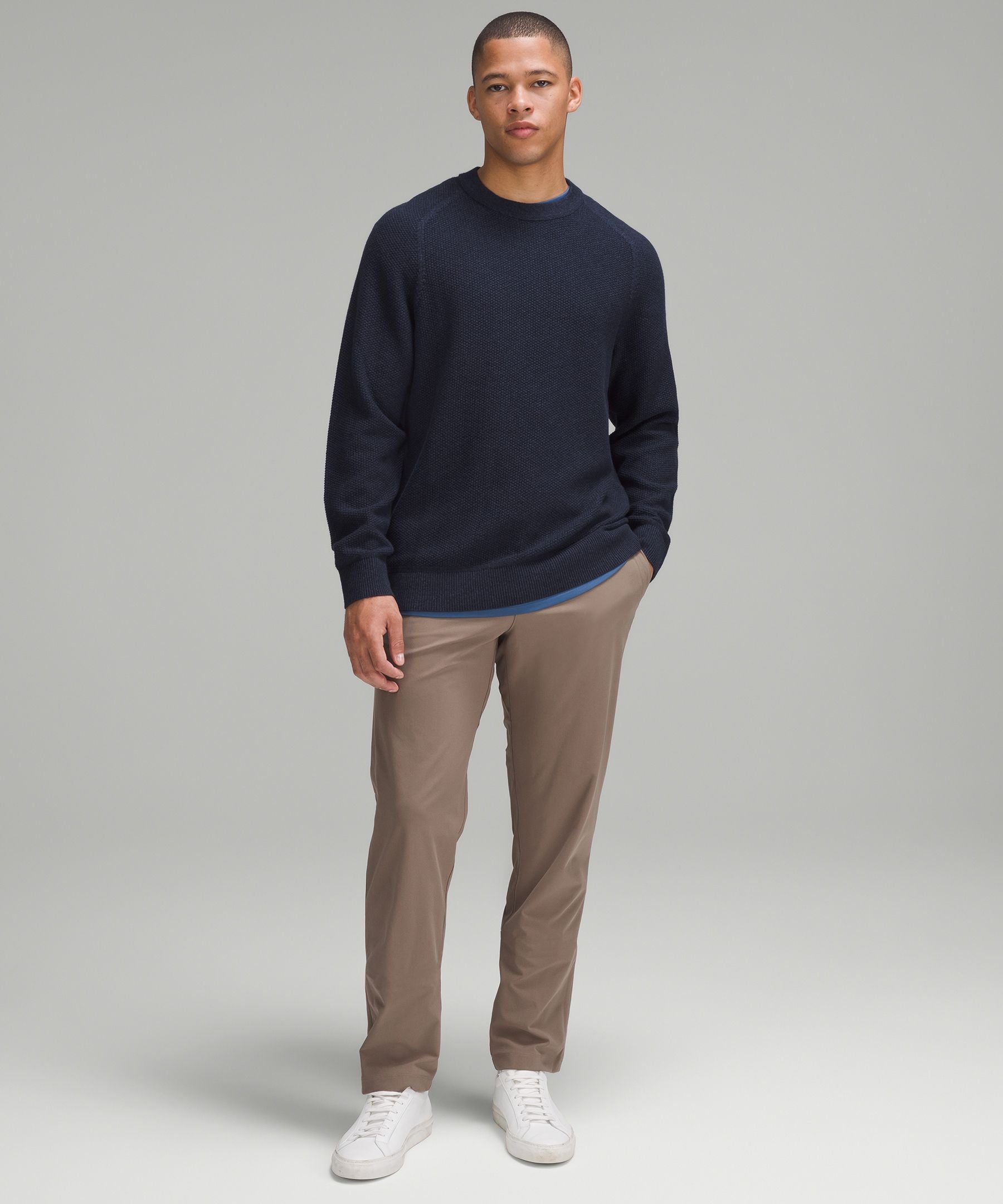 Lululemon Textured Knit Crewneck Sweater Heathered Classic Navy