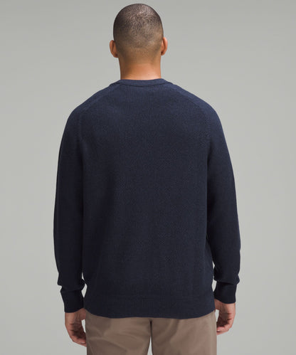 Lululemon Textured Knit Crewneck Sweater Heathered Classic Navy
