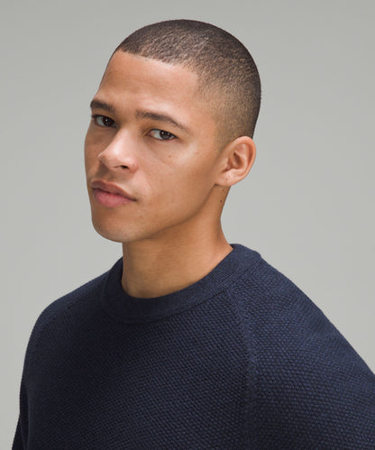 Lululemon Textured Knit Crewneck Sweater Heathered Classic Navy