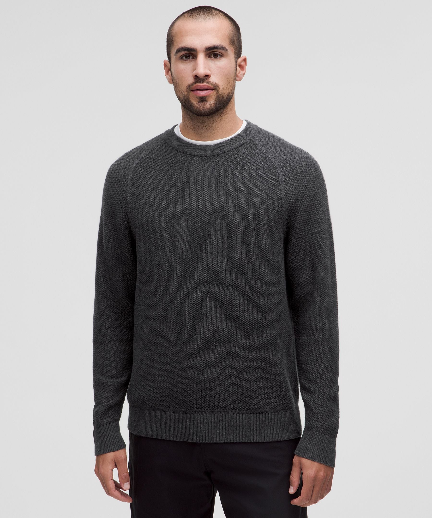 Lululemon Textured Knit Crewneck Sweater Heathered Black