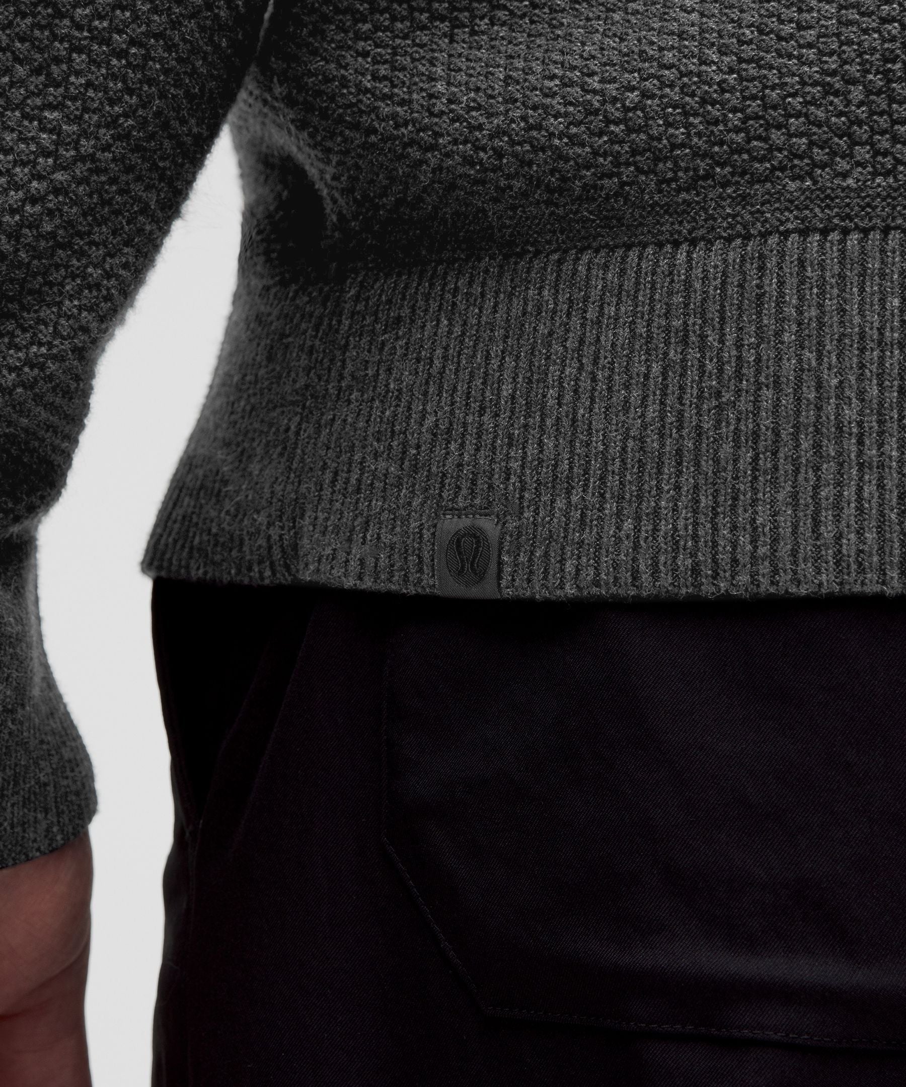 Lululemon Textured Knit Crewneck Sweater Heathered Black