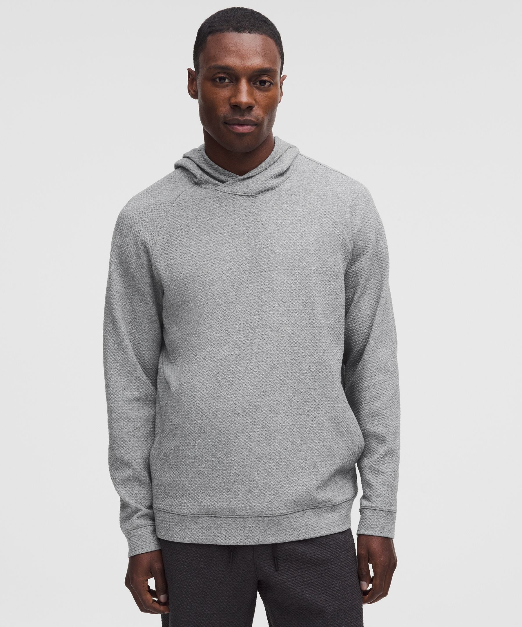Lululemon Textured Double-Knit Cotton Hoodie Heathered Medium Grey/Black