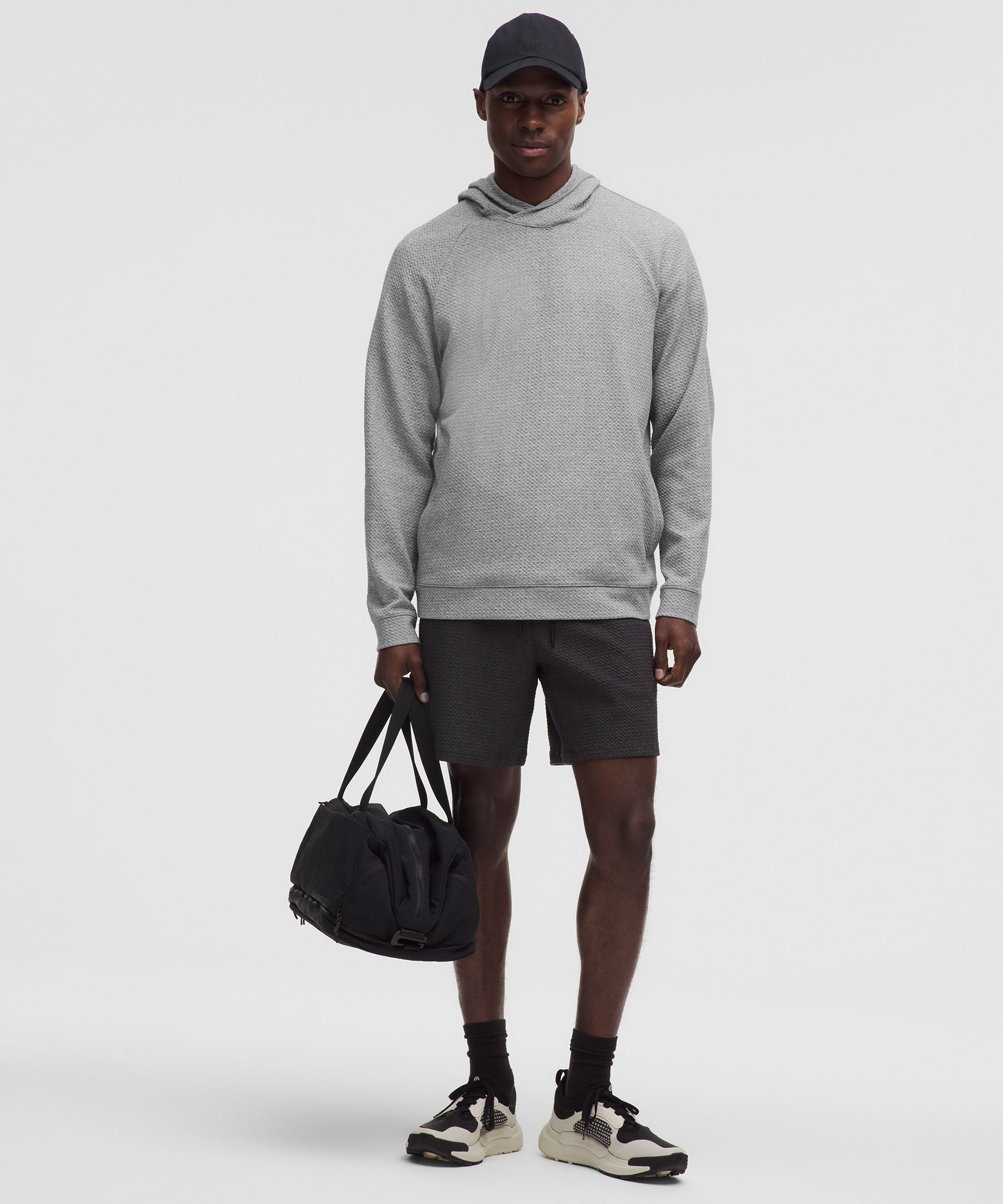Lululemon Textured Double-Knit Cotton Hoodie Heathered Medium Grey/Black