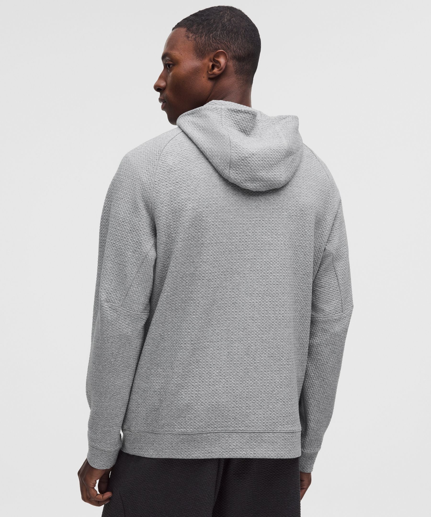 Lululemon Textured Double-Knit Cotton Hoodie Heathered Medium Grey/Black