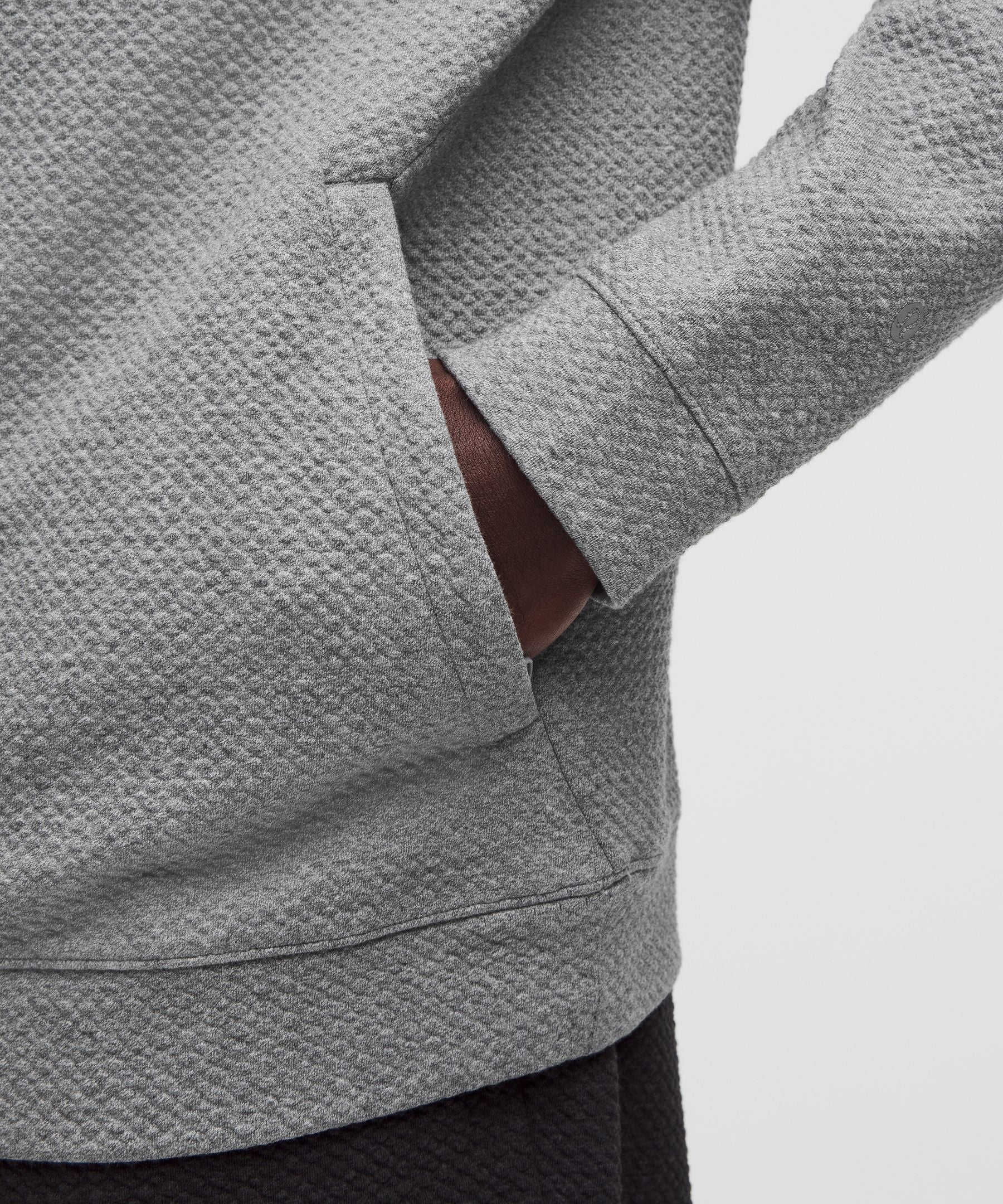 Lululemon Textured Double-Knit Cotton Hoodie Heathered Medium Grey/Black