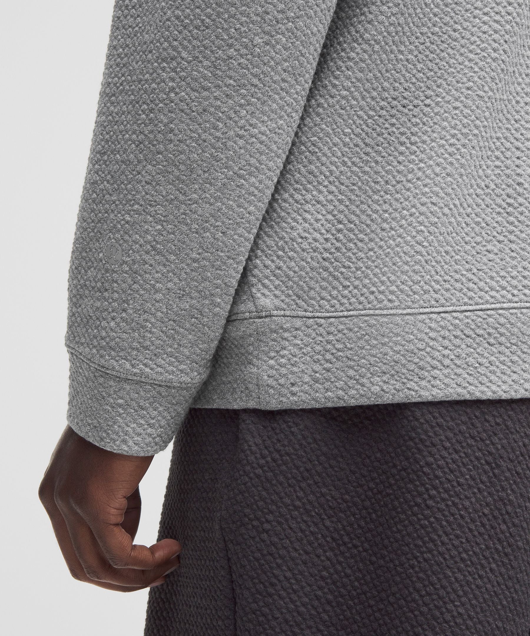 Lululemon Textured Double-Knit Cotton Hoodie Heathered Medium Grey/Black