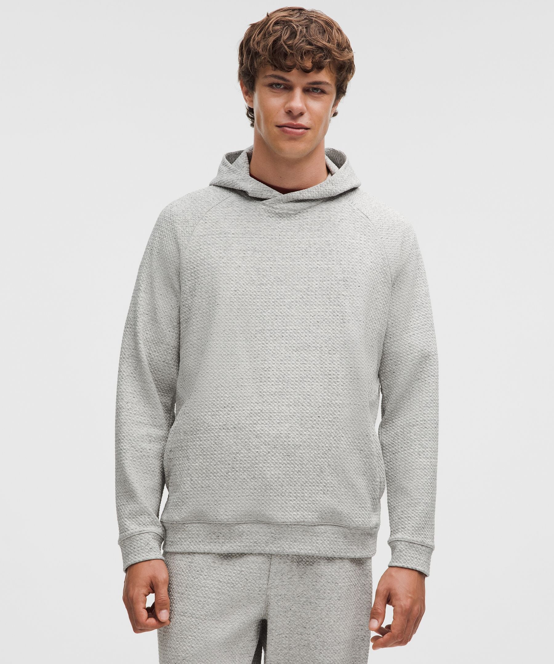 Lululemon Textured Double-Knit Cotton Hoodie Heathered Melody Light Grey/Black