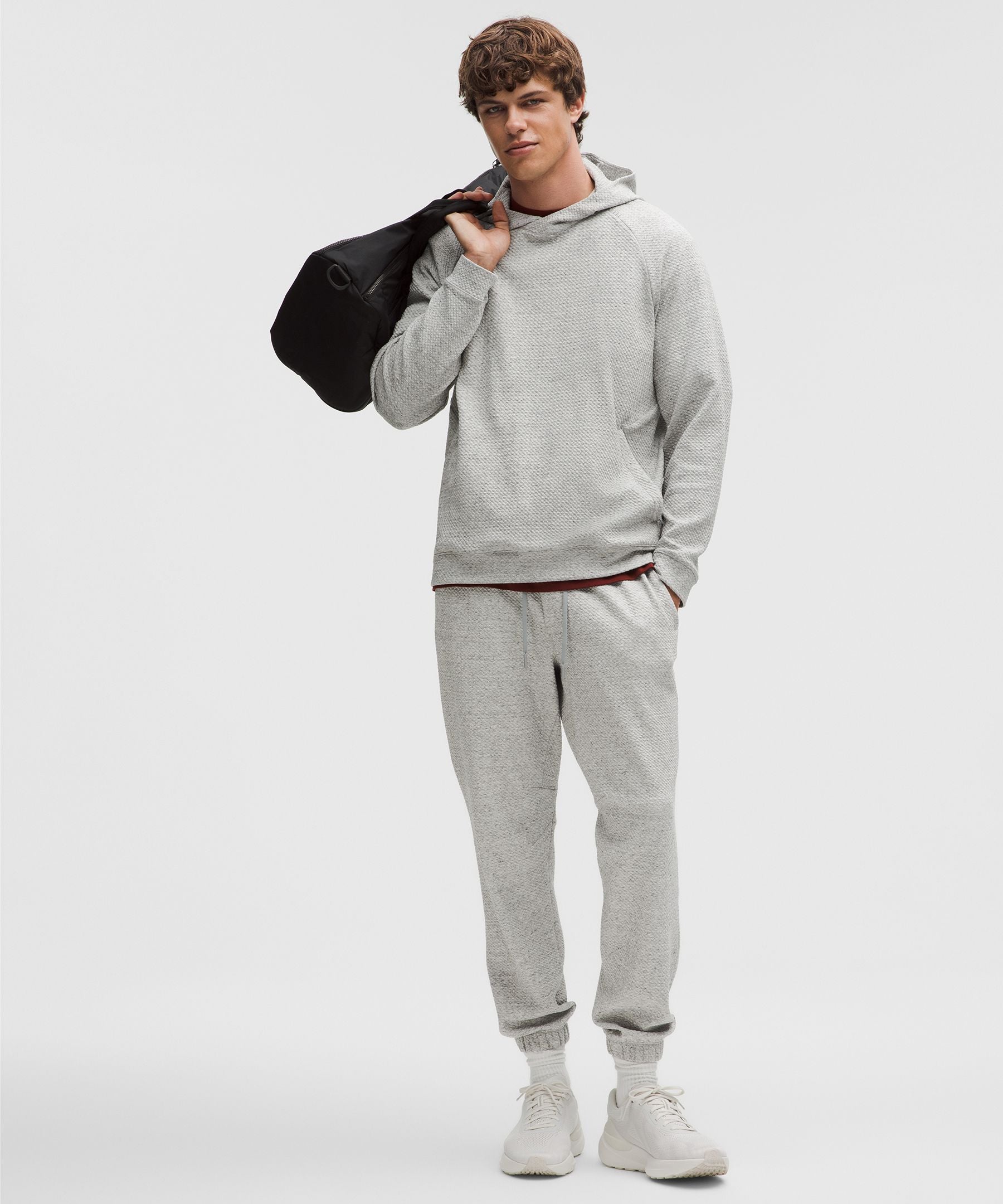 Lululemon Textured Double-Knit Cotton Hoodie Heathered Melody Light Grey/Black