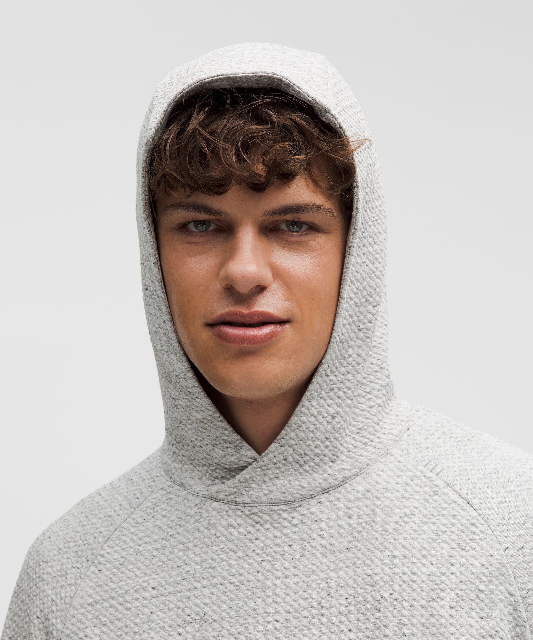 Lululemon Textured Double-Knit Cotton Hoodie Heathered Melody Light Grey/Black