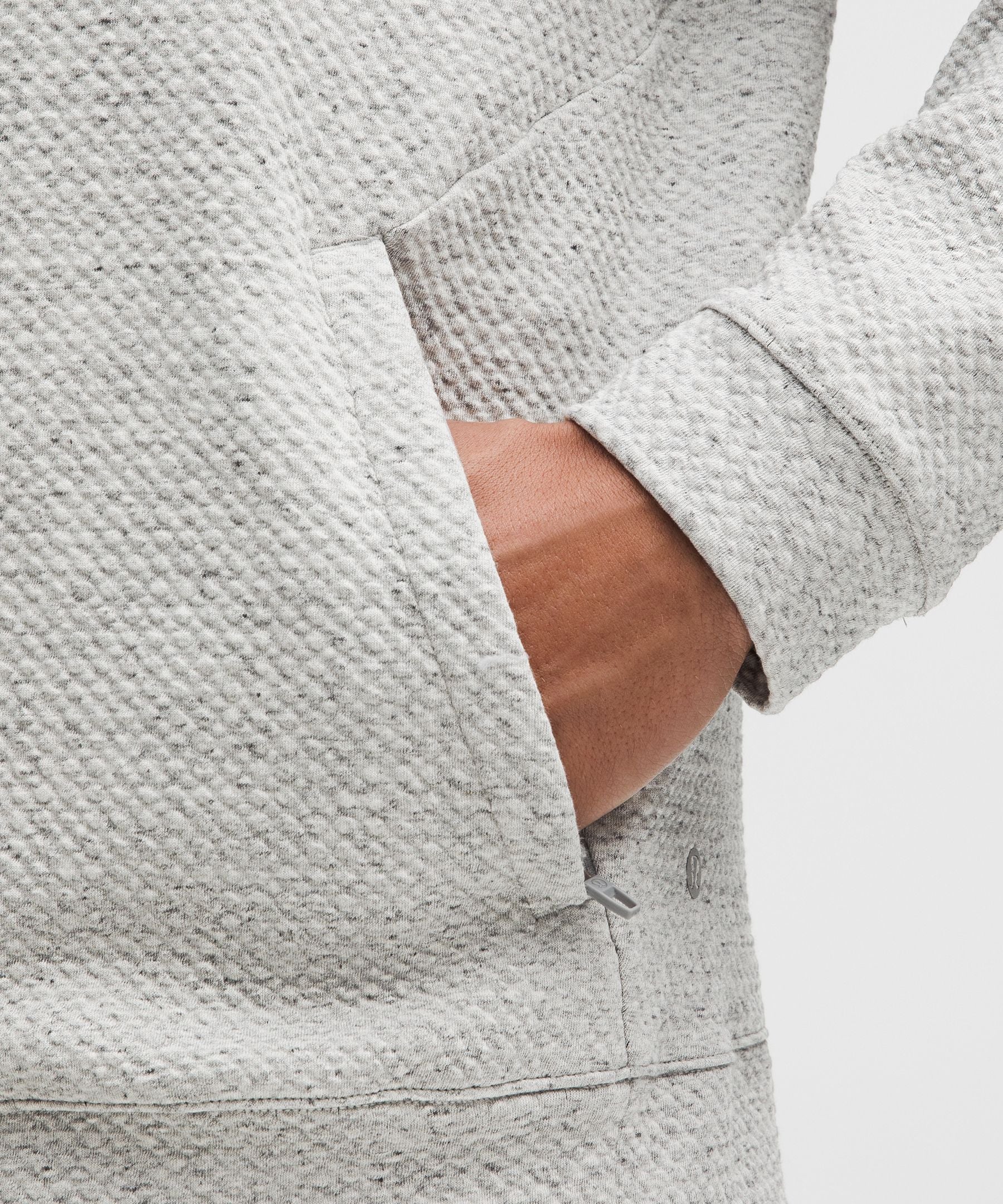 Lululemon Textured Double-Knit Cotton Hoodie Heathered Melody Light Grey/Black