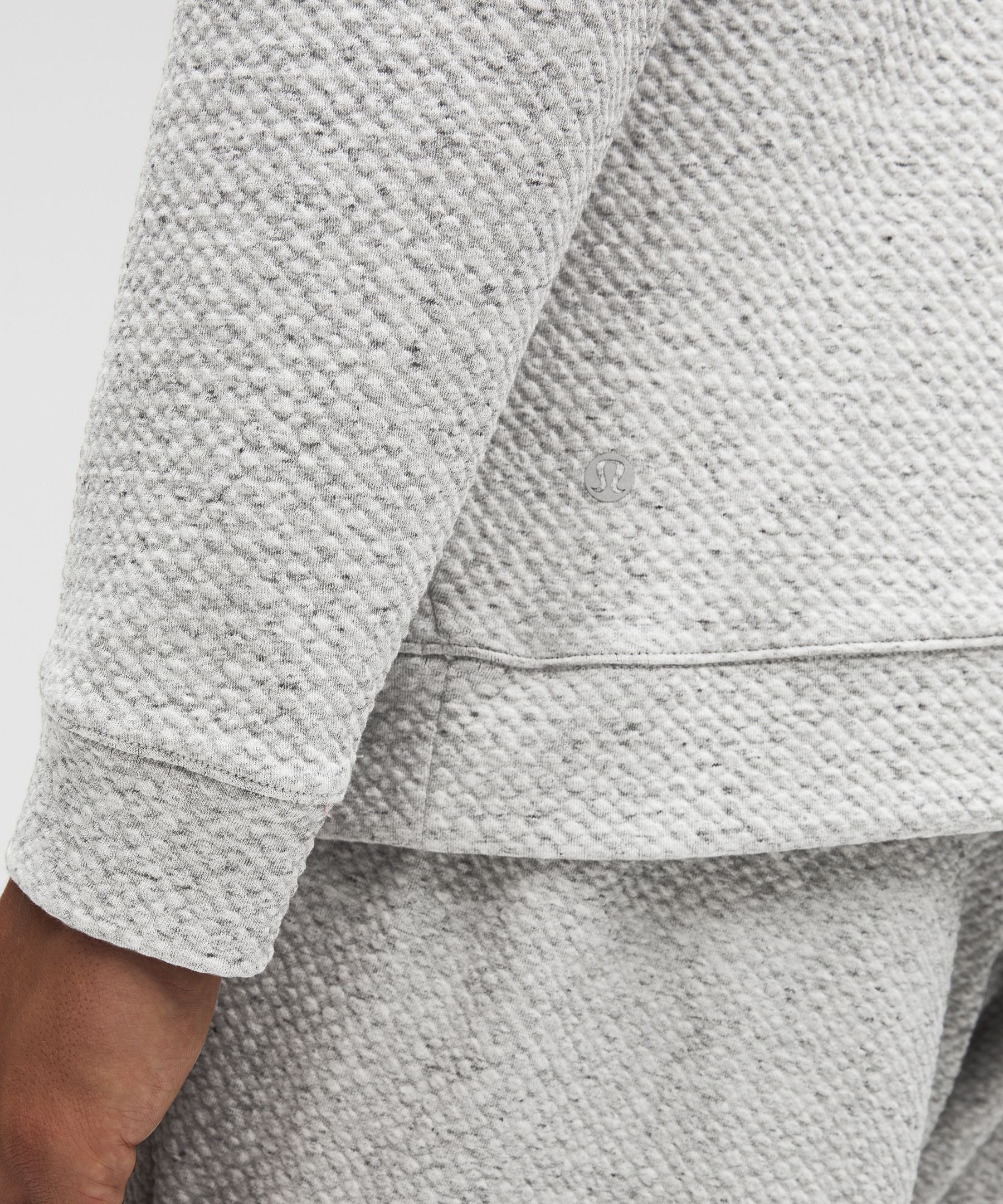 Lululemon Textured Double-Knit Cotton Hoodie Heathered Melody Light Grey/Black