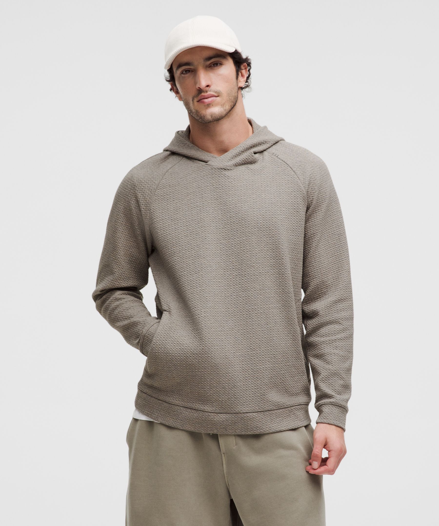 Lululemon Textured Double-Knit Cotton Hoodie Heathered Rover/Black