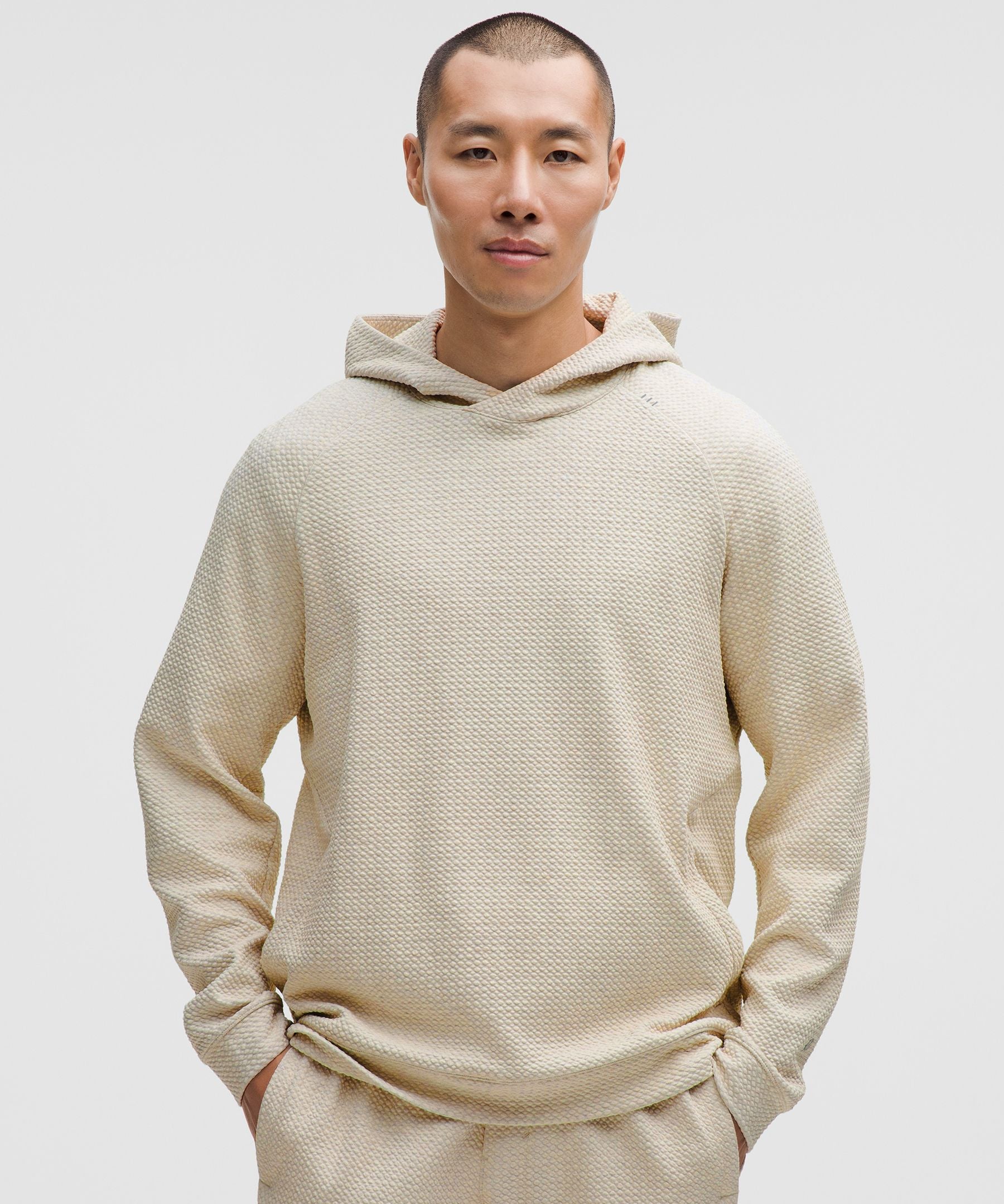 Lululemon Textured Double-Knit Cotton Hoodie Heathered Bone/Black