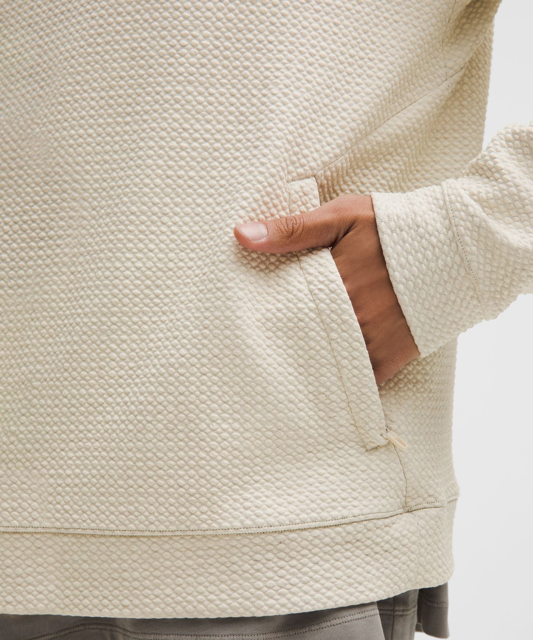 Lululemon Textured Double-Knit Cotton Hoodie Heathered Bone/Black