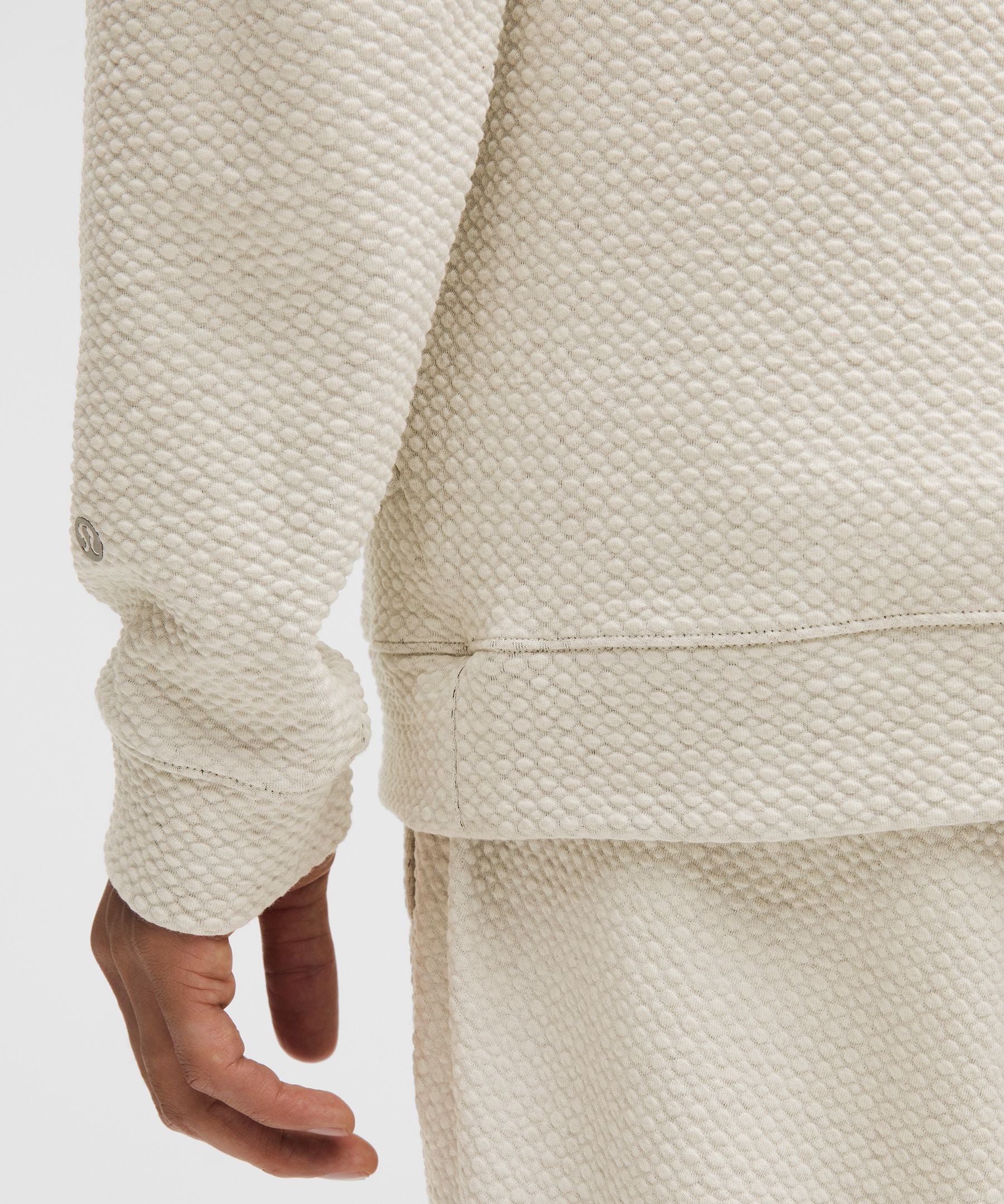 Lululemon Textured Double-Knit Cotton Hoodie Heathered Bone/Black