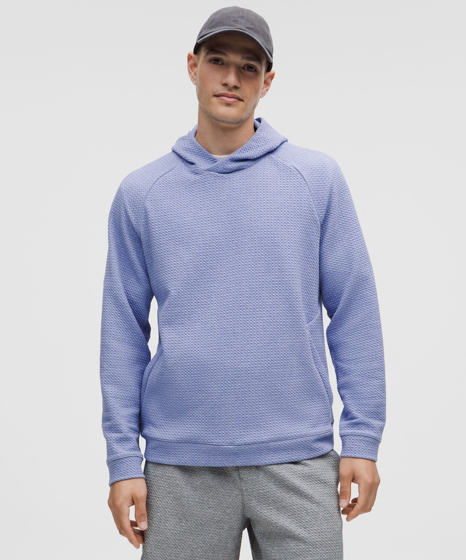 Lululemon Textured Double-Knit Cotton Hoodie Heathered Dusty Lilac/Black
