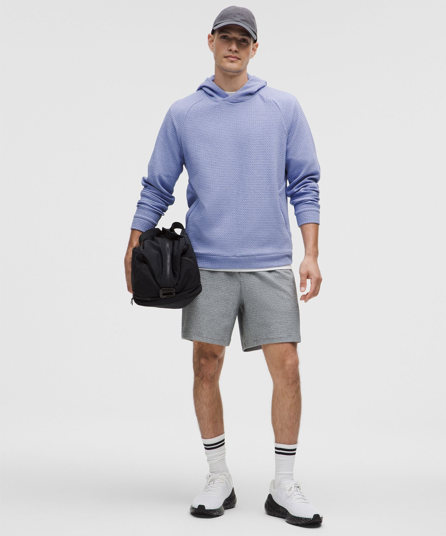 Lululemon Textured Double-Knit Cotton Hoodie Heathered Dusty Lilac/Black