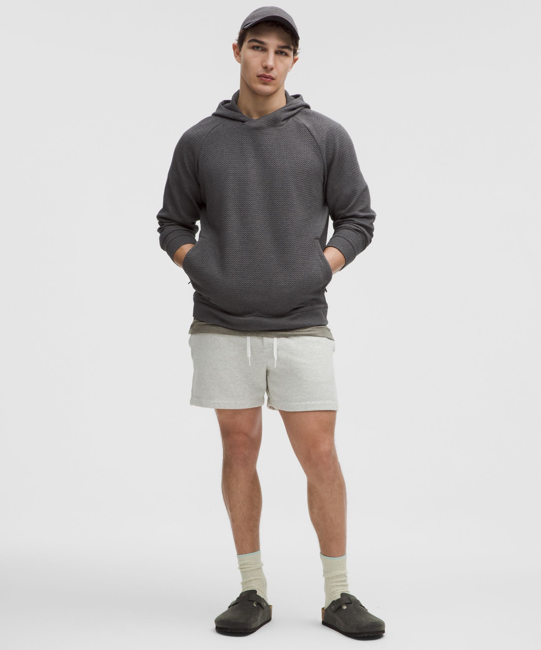 Lululemon Textured Double-Knit Cotton Hoodie Heathered Black/Black
