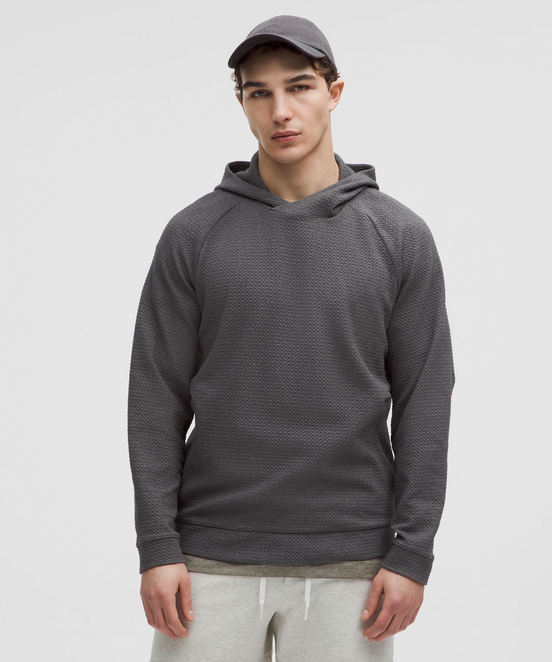 Lululemon Textured Double-Knit Cotton Hoodie Heathered Black/Black