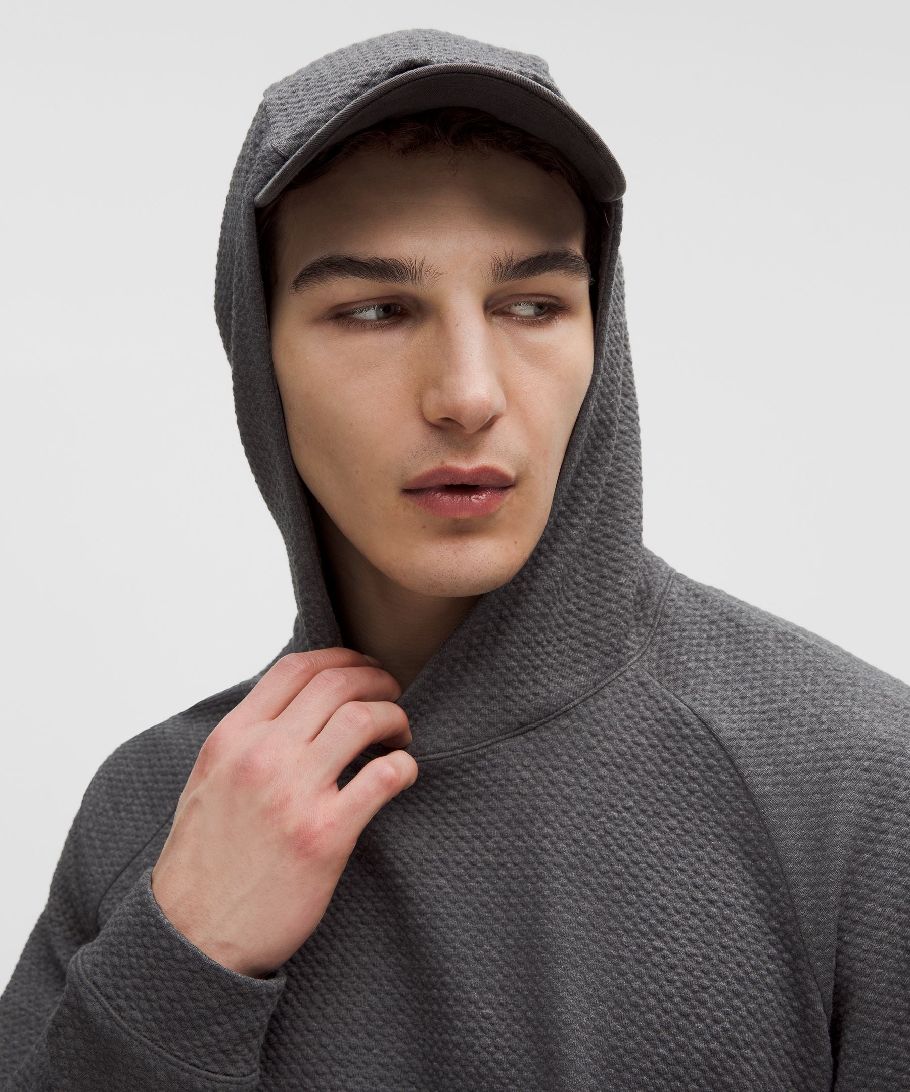 Lululemon Textured Double-Knit Cotton Hoodie Heathered Black/Black