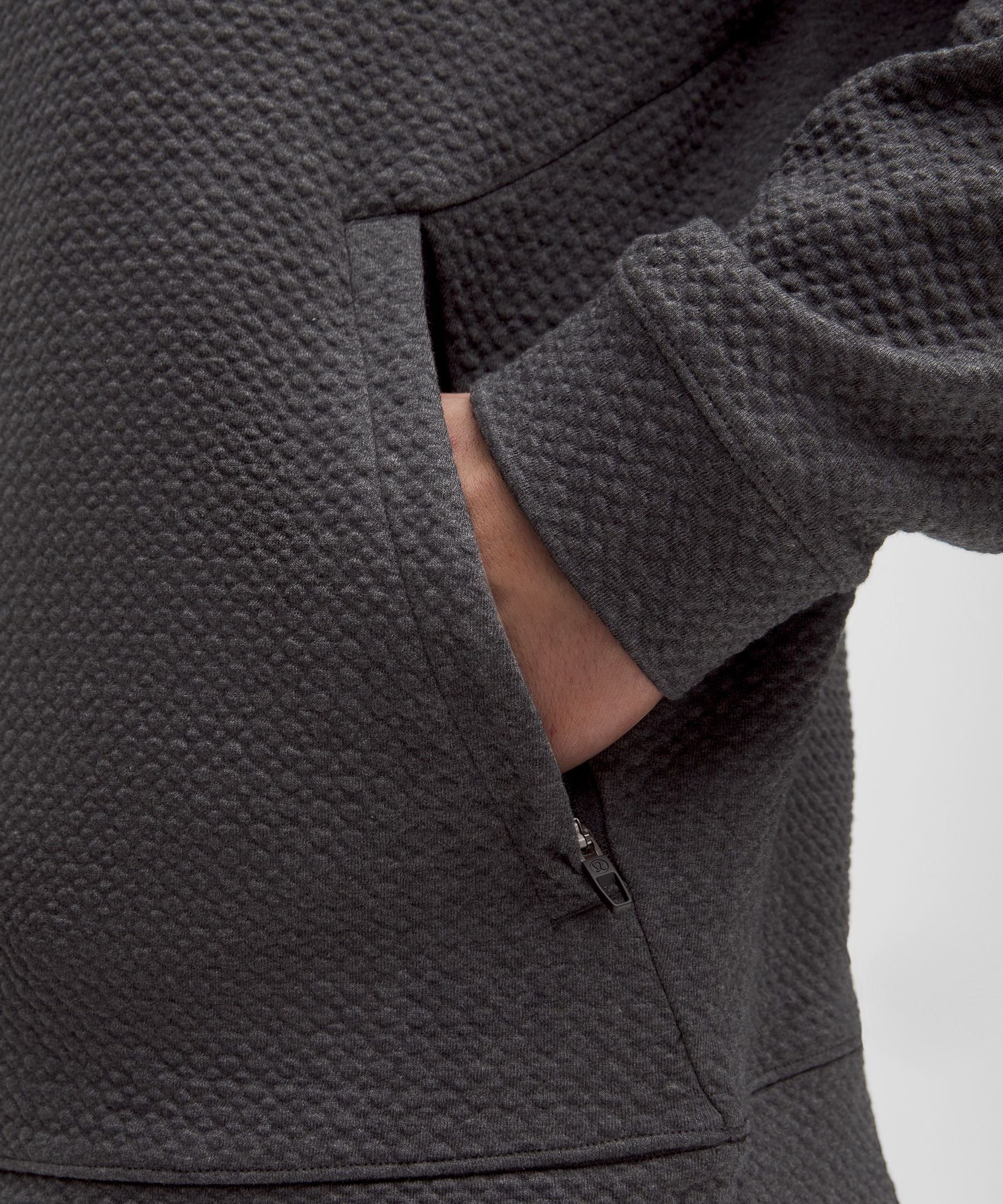 Lululemon Textured Double-Knit Cotton Hoodie Heathered Black/Black