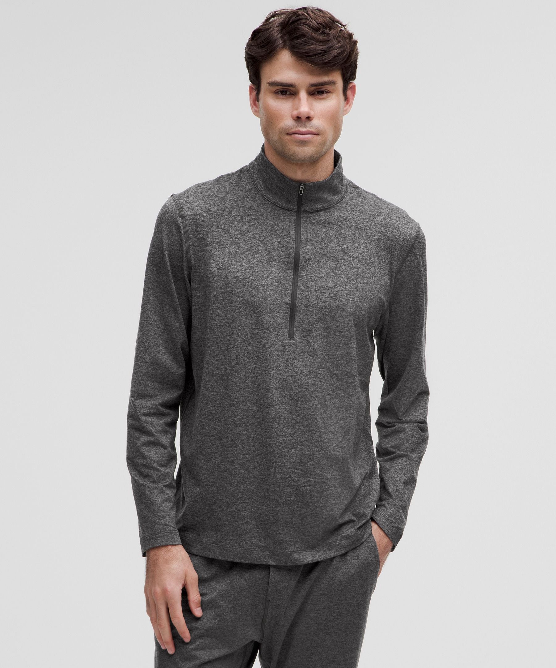 Lululemon Soft Jersey Half Zip Heathered Black/Heathered Graphite Grey