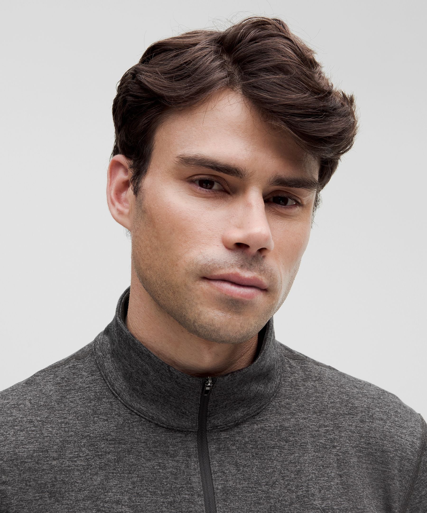 Lululemon Soft Jersey Half Zip Heathered Black/Heathered Graphite Grey