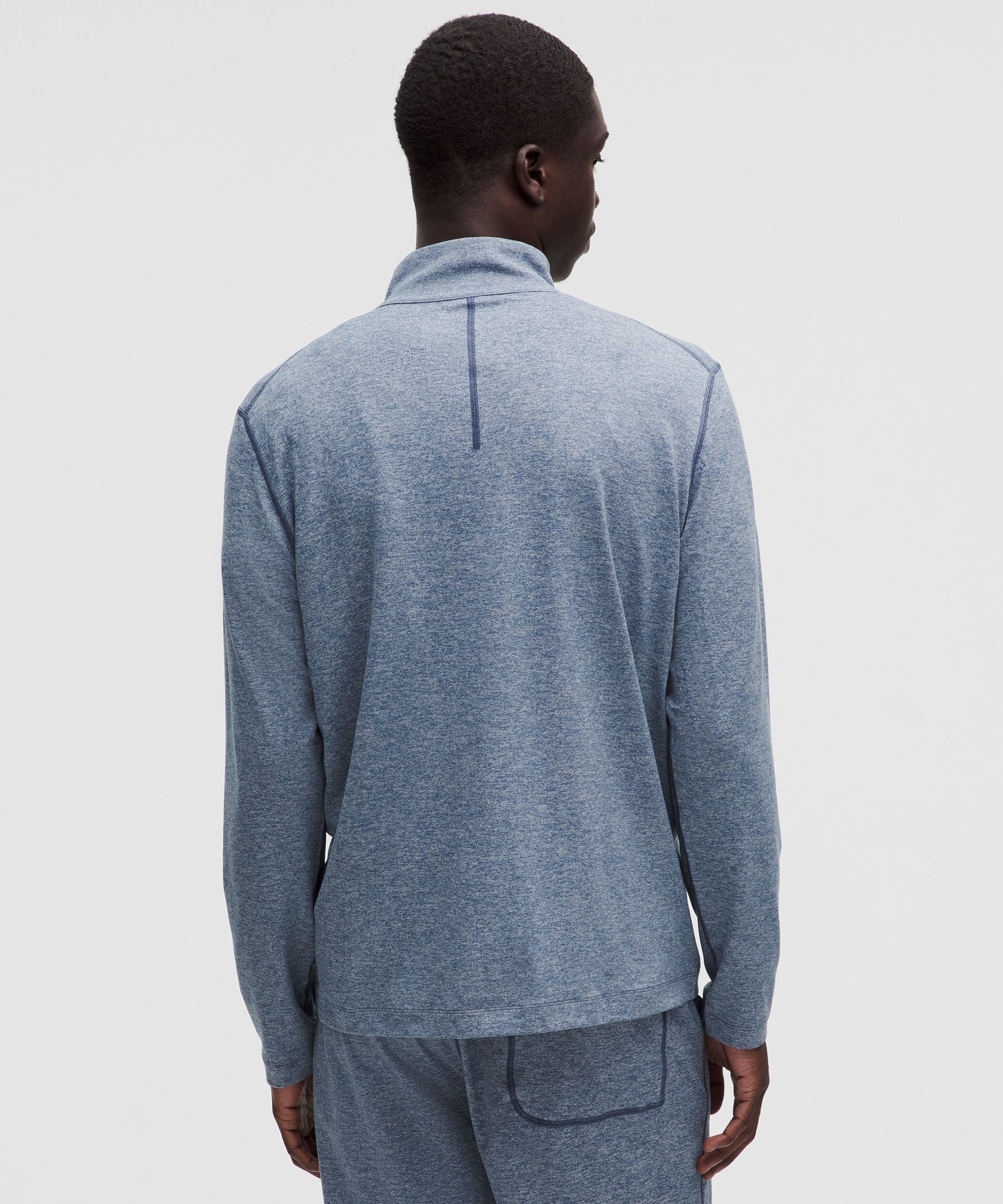 Lululemon Soft Jersey Half Zip Heathered Blue Twill/Heathered Dove Grey