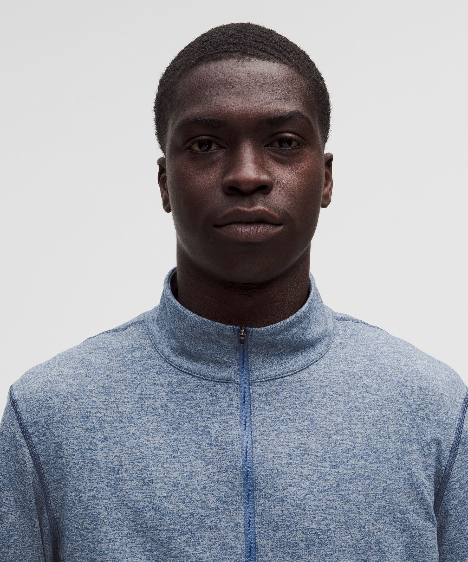 Lululemon Soft Jersey Half Zip Heathered Blue Twill/Heathered Dove Grey