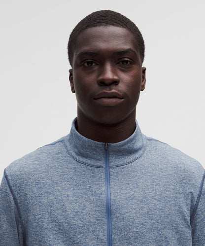 Lululemon Soft Jersey Half Zip Heathered Blue Twill/Heathered Dove Grey