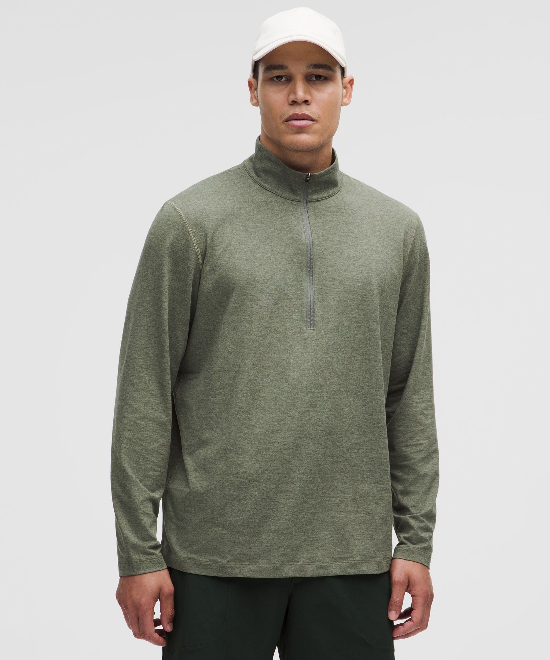 Lululemon Soft Jersey Half Zip Heathered Palm Deco/Heathered Bay Leaf