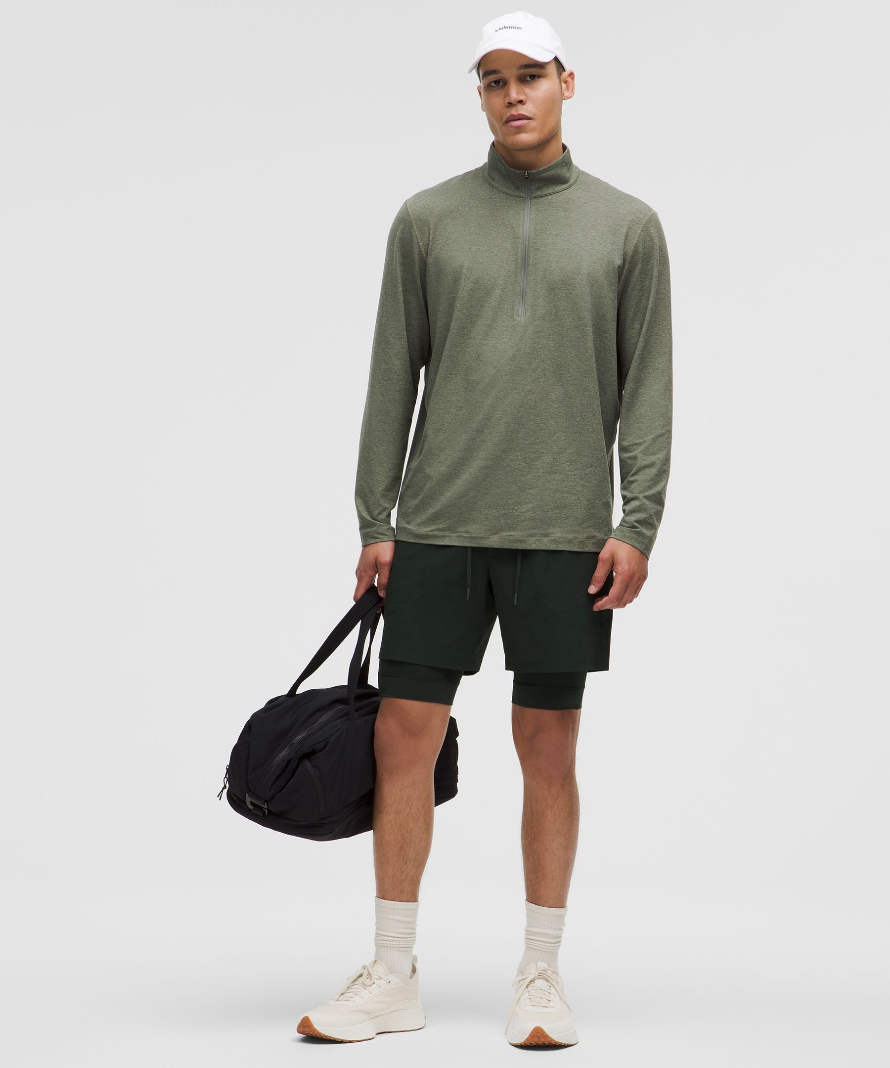 Lululemon Soft Jersey Half Zip Heathered Palm Deco/Heathered Bay Leaf