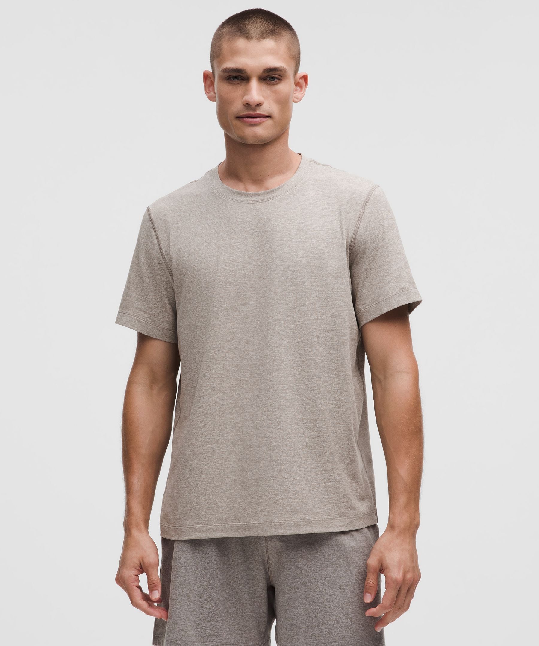 Lululemon Soft Jersey Short-Sleeve Shirt Heathered Warm Ash Grey/Heathered Light Ivory