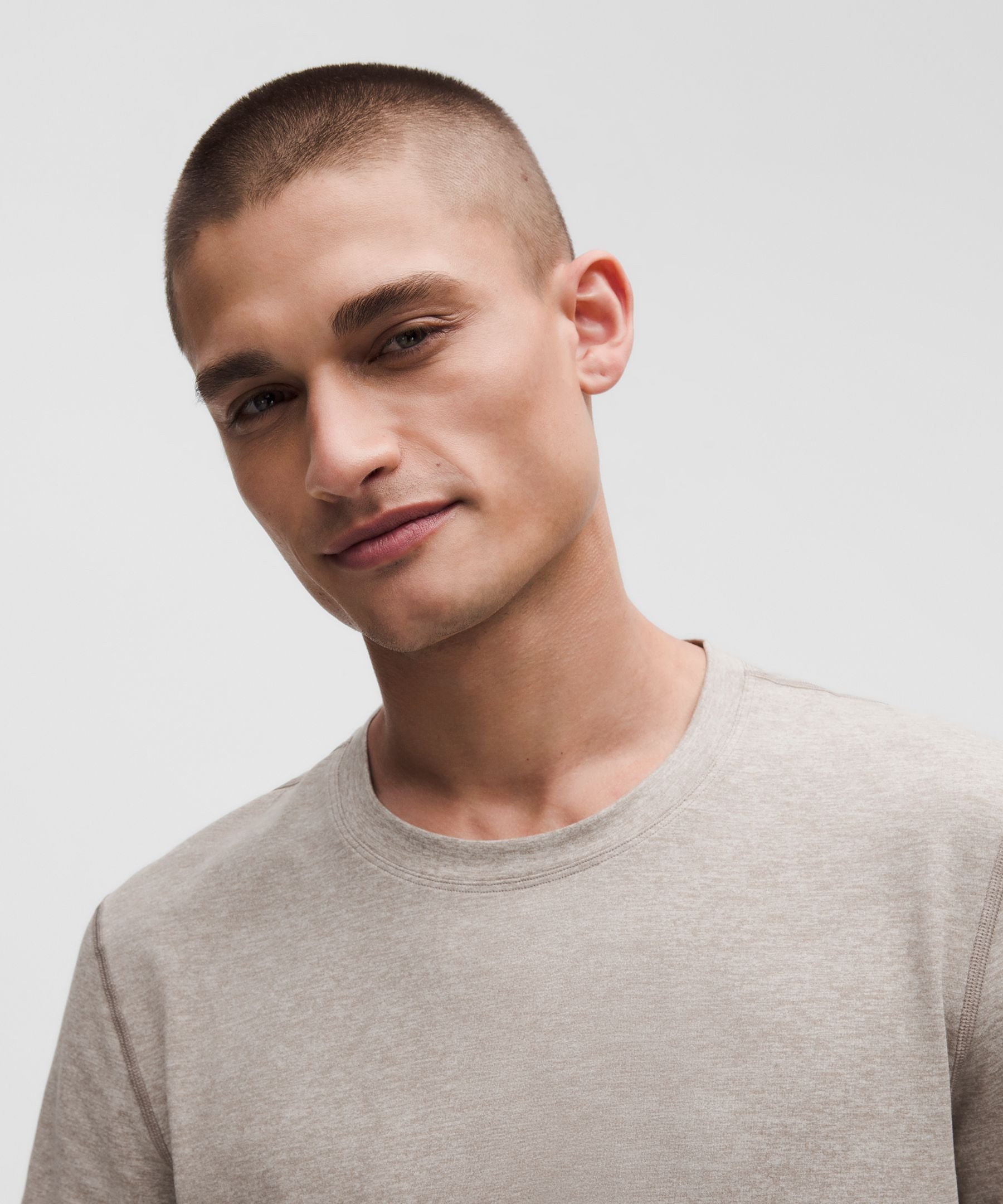 Lululemon Soft Jersey Short-Sleeve Shirt Heathered Warm Ash Grey/Heathered Light Ivory
