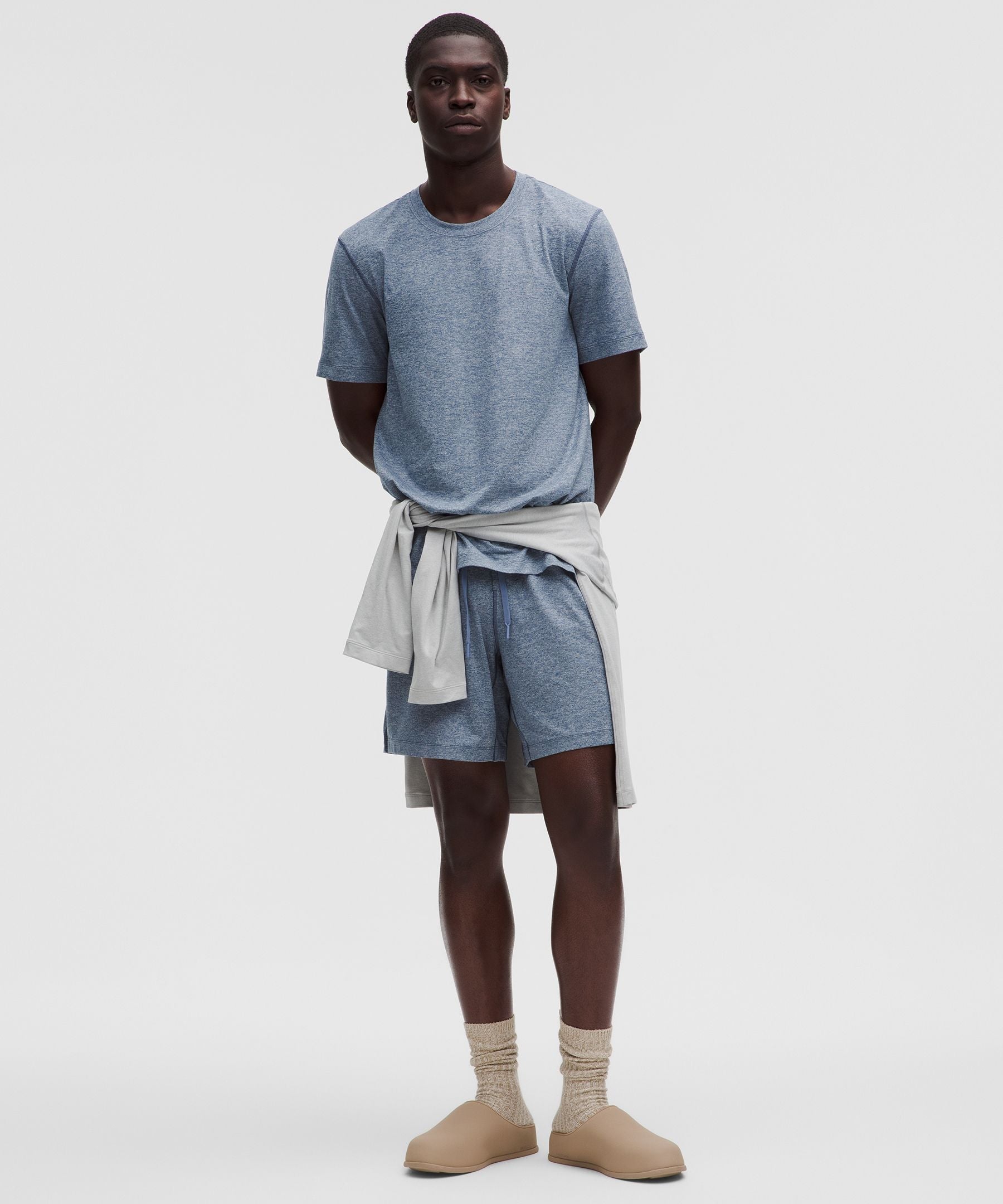 Lululemon Soft Jersey Short-Sleeve Shirt Heathered Blue Twill/Heathered Dove Grey