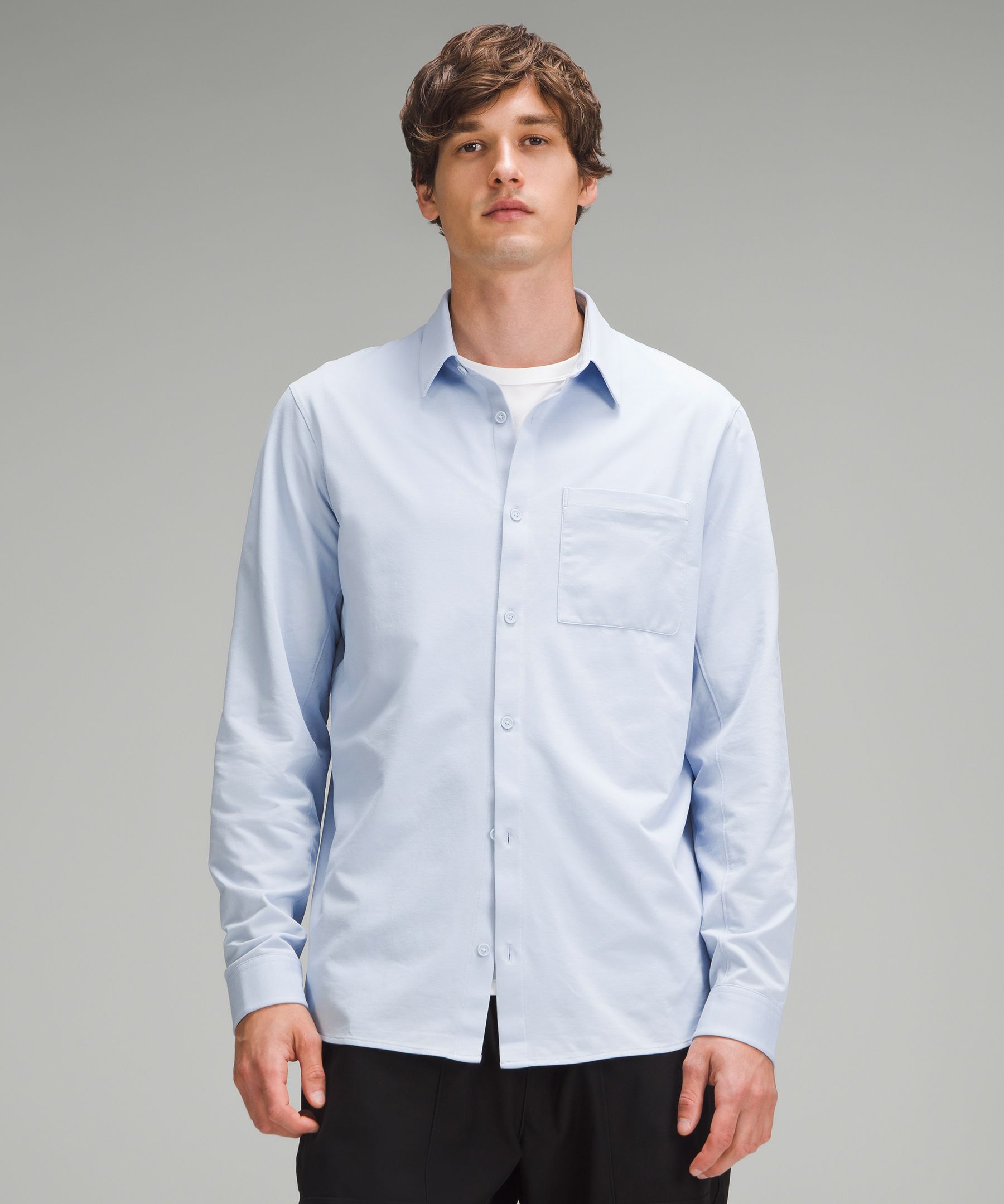 Lululemon Commission Long-Sleeve Shirt *Pocket Blue Linen/White